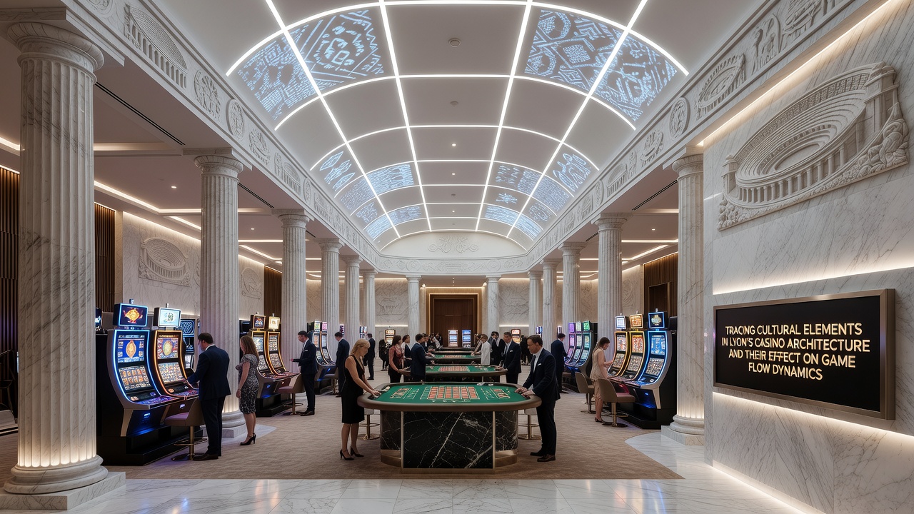 Interior casino floor in Lyon with cultural architectural elements influencing layout and player pathways